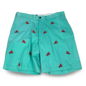 Castaway Cisco Short Men’s 34 Aqua Blue Lobster Cotton Pockets Flat Front